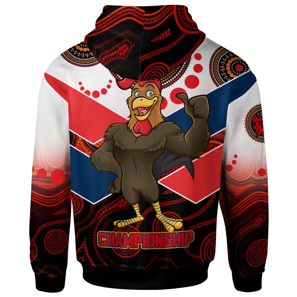 nrlw-roosters-rugby-hoodie-custom-womens-rugby-league-with-aboriginal-dot-painting-style-player-and-number-hoodie