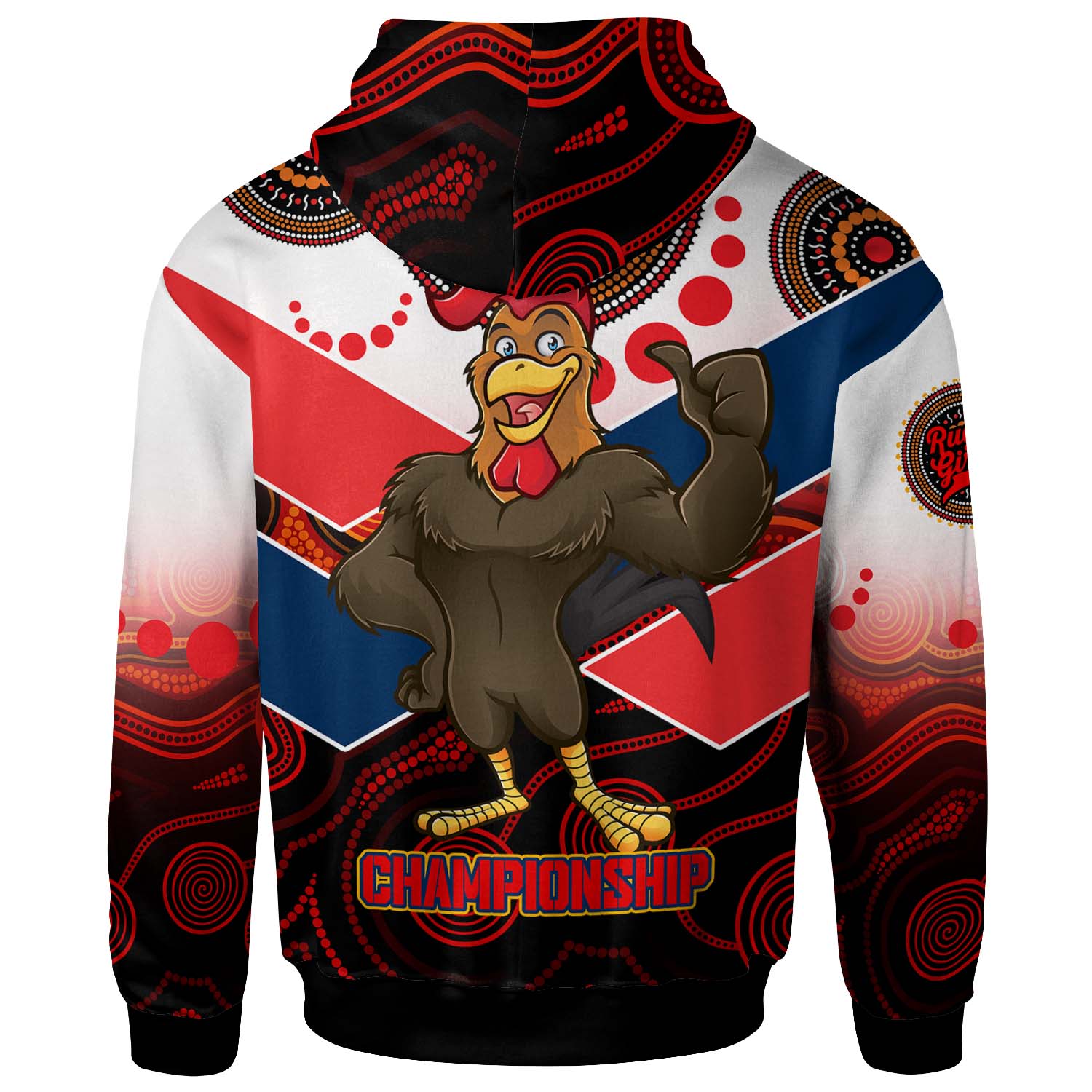 nrlw-roosters-rugby-hoodie-custom-womens-rugby-league-with-aboriginal-dot-painting-style-player-and-number-hoodie