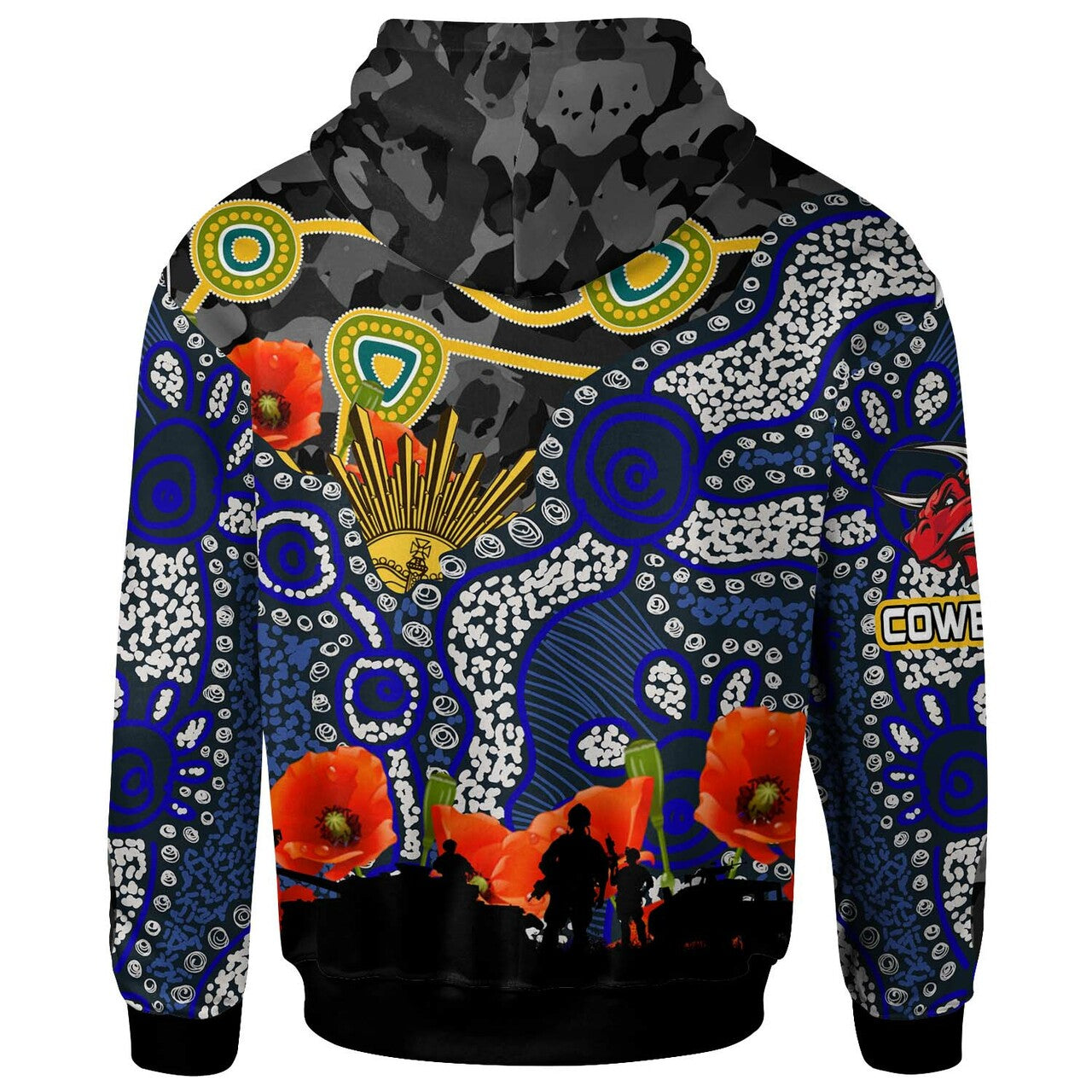 cowboys-rugby-hoodie-custom-anzac-day-north-queensland-cowboys-aboriginal-culture-hoodie
