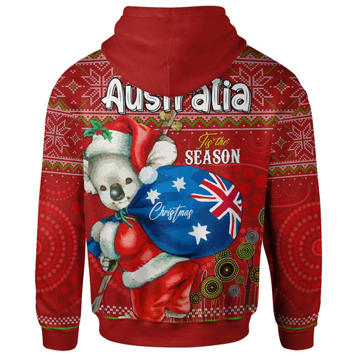 aboriginal-christmas-hoodie-custom-australia-koala-ugly-christmas-with-aboriginal-inspired-red-hoodie