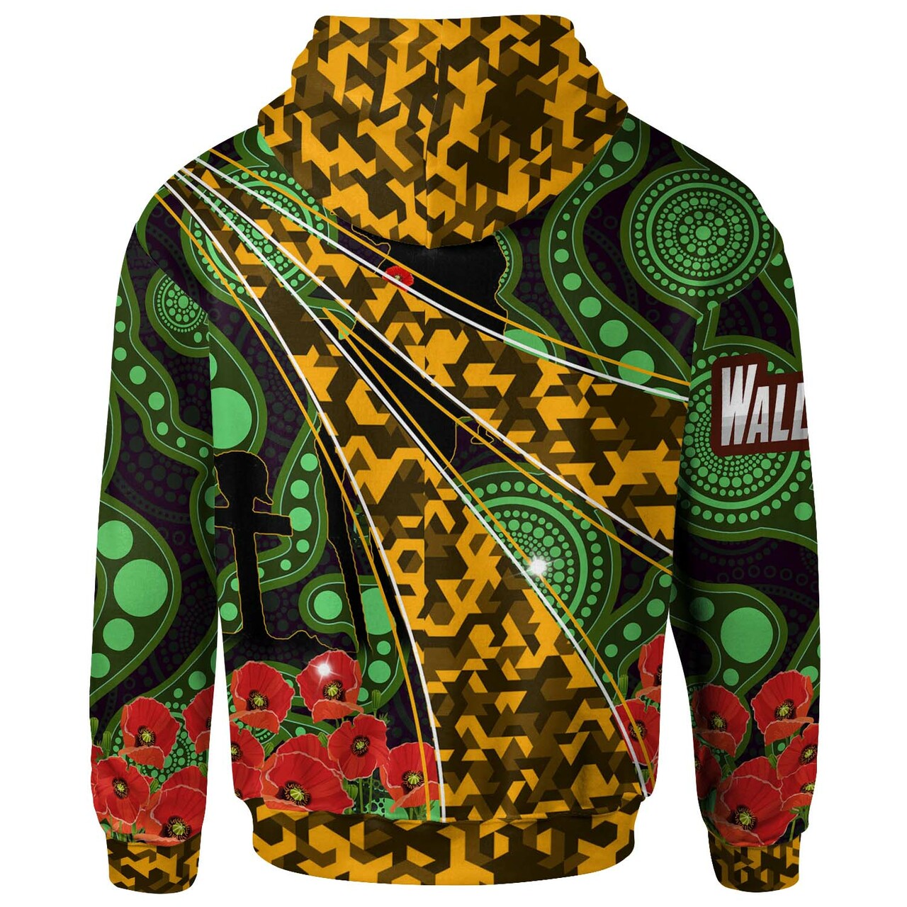 Wallabies Rugby Hoodie - Custom Anzac Wallabies Kangaroo with Aboriginal Patterns Hoodie RLT13