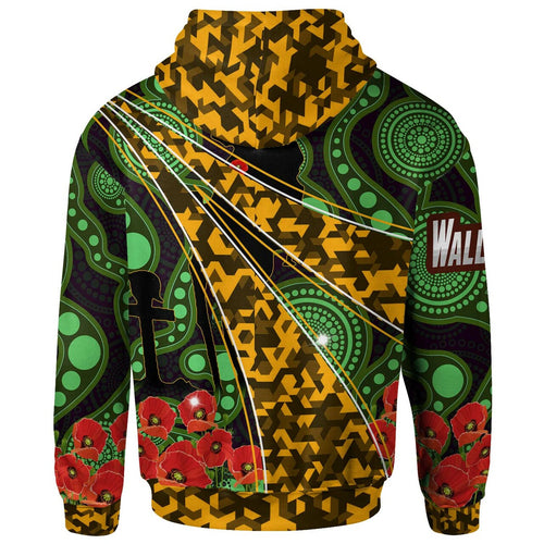 Wallabies Rugby Hoodie - Custom Anzac Wallabies Kangaroo with Aboriginal Patterns Hoodie RLT13