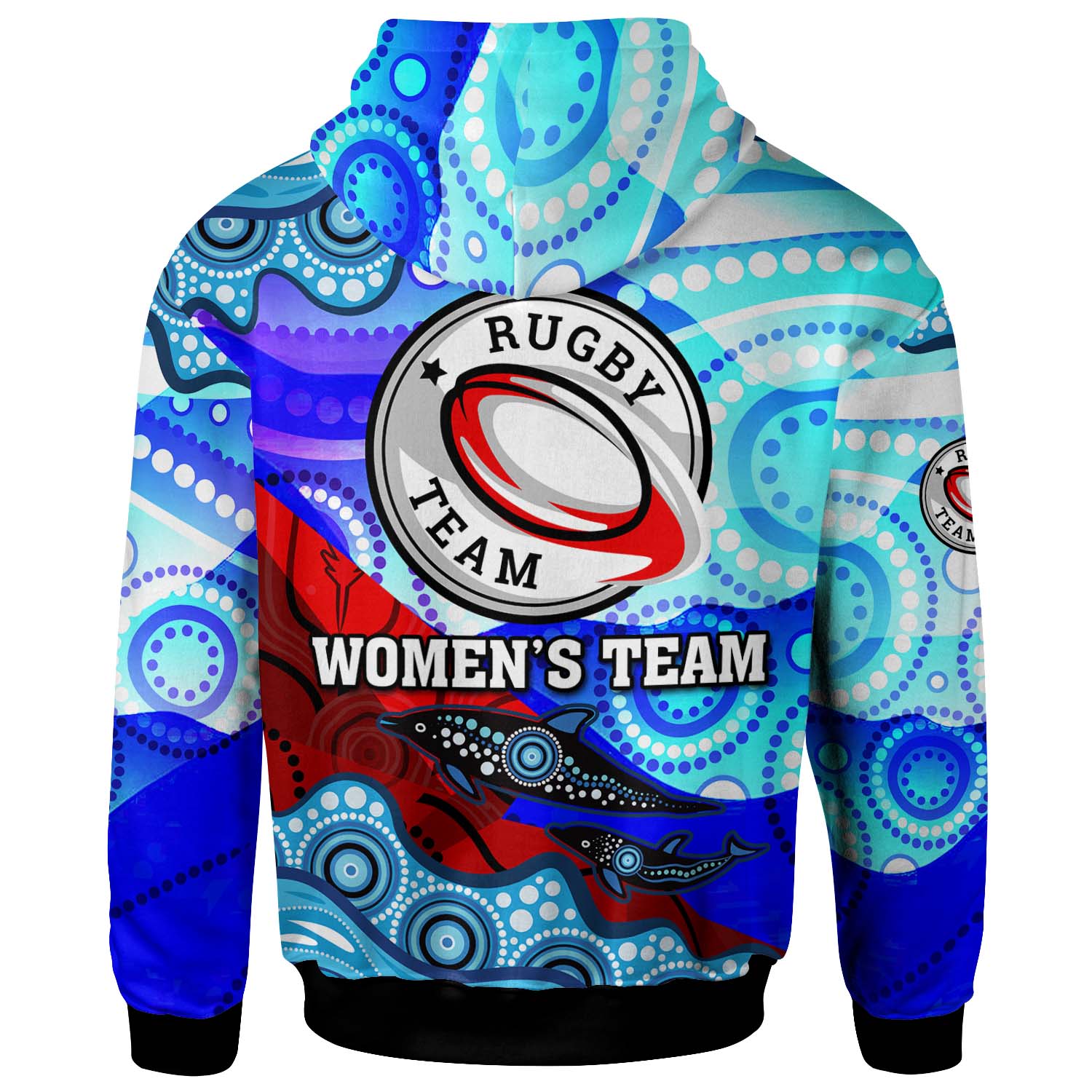 nrlw-knights-rugby-hoodie-custom-woman-knights-with-aboriginal-dot-painting-style-player-and-number-woman-hoodie