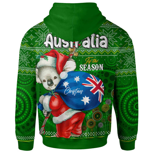 aboriginal-christmas-hoodie-custom-australia-koala-ugly-christmas-with-aboriginal-inspired-green-hoodie