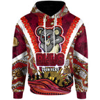 reds-rugby-hoodie-custom-anzac-day-queensland-reds-aboriginal-poppy-with-koala-hoodie