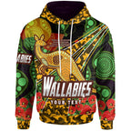 Wallabies Rugby Hoodie - Custom Anzac Wallabies Kangaroo with Aboriginal Patterns Hoodie RLT13