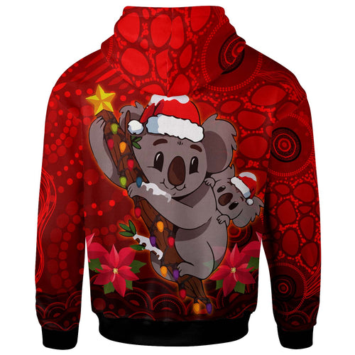 aboriginal-christmas-hoodie-custom-aussie-koala-christmas-poinsettia-with-aboriginal-inspired-hoodie