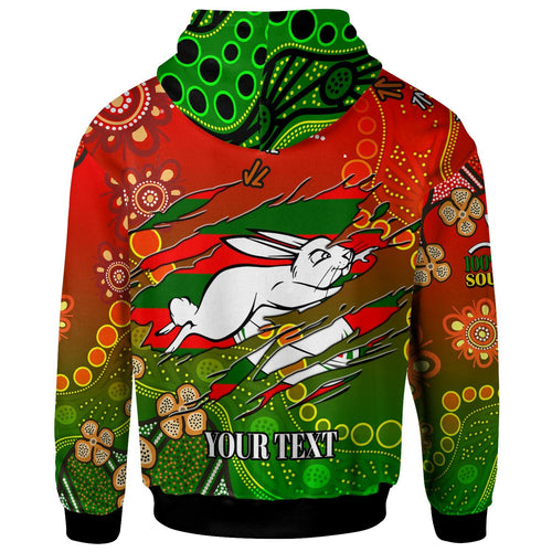 rabbitohs-rugby-hoodie-custom-100-south-rabbitohs-premiership-rugby-with-aboriginal-culture-player-and-number-hoodie