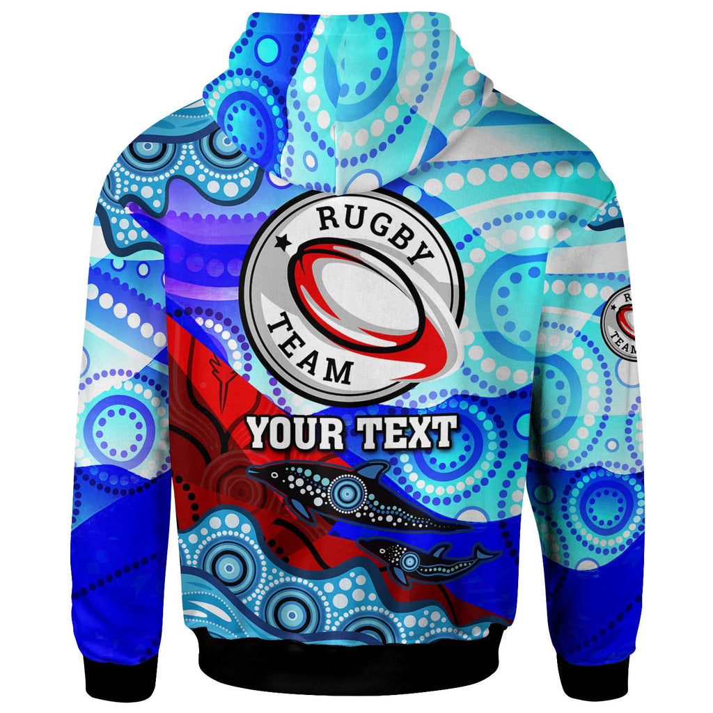 nrlw-knights-rugby-hoodie-custom-woman-knights-with-aboriginal-dot-painting-style-player-and-number-woman-hoodie
