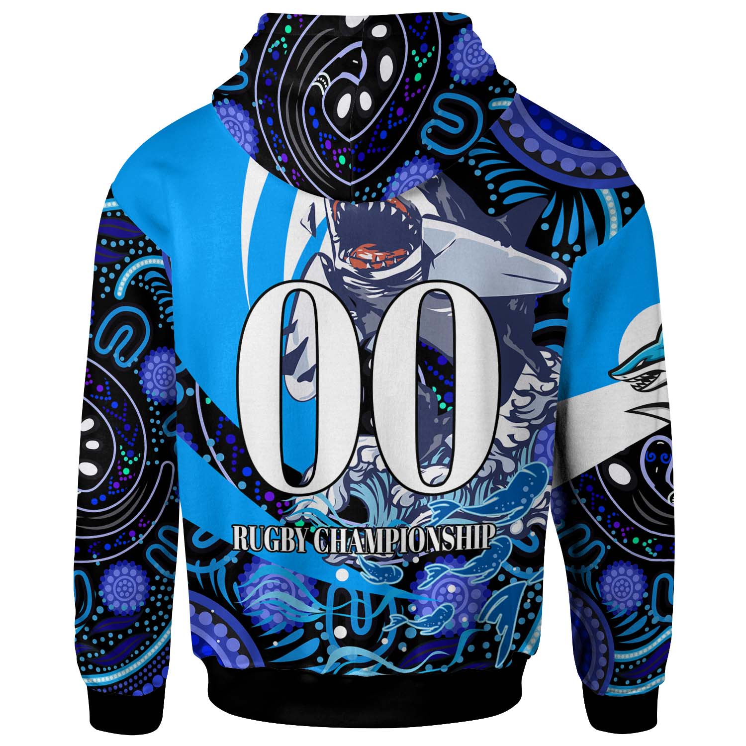 sharks-rugby-hoodie-custom-angry-sharks-rugby-team-with-aboriginal-dot-painting-player-and-number-hoodie
