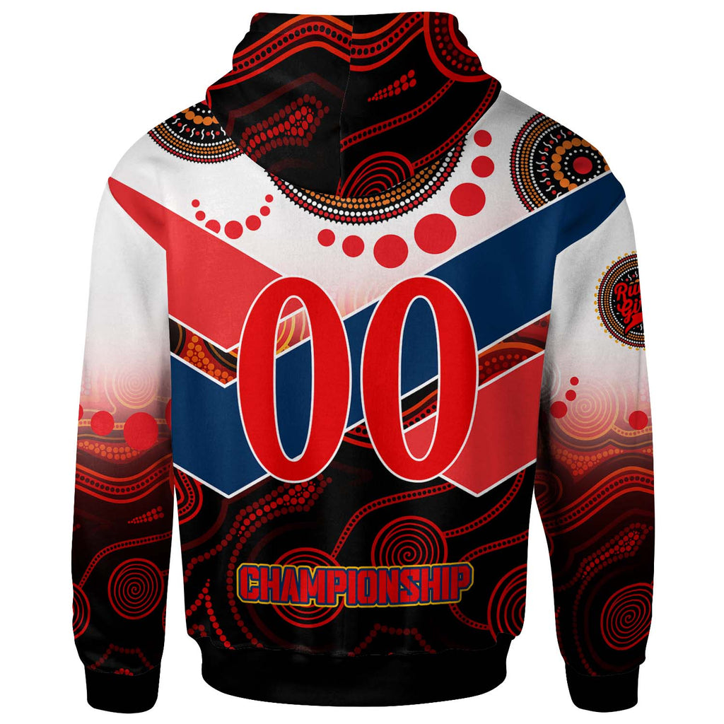nrlw-roosters-rugby-hoodie-custom-womens-rugby-league-with-aboriginal-dot-painting-style-player-and-number-hoodie
