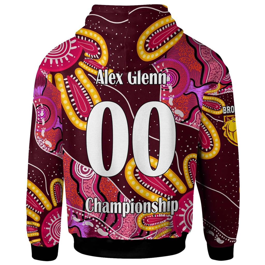 nrlw-broncos-rugby-hoodie-custom-broncos-aboriginal-dot-painting-player-and-number-woman-hoodie