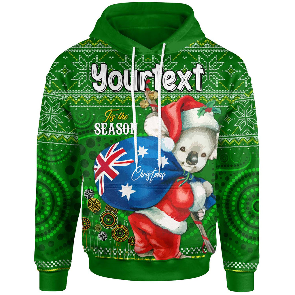 aboriginal-christmas-hoodie-custom-australia-koala-ugly-christmas-with-aboriginal-inspired-green-hoodie