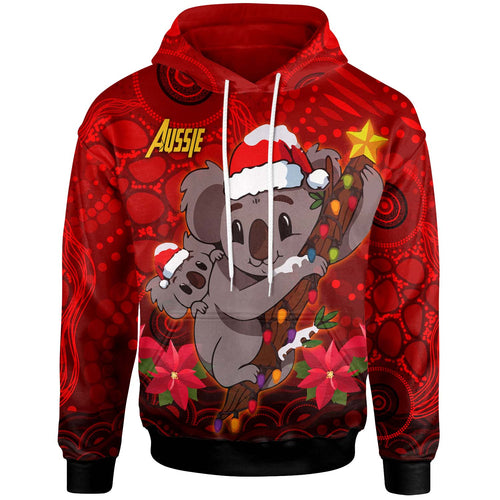 aboriginal-christmas-hoodie-custom-aussie-koala-christmas-poinsettia-with-aboriginal-inspired-hoodie
