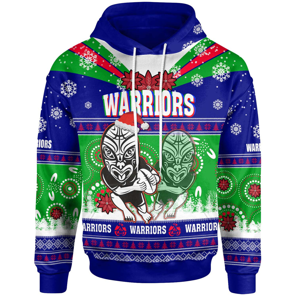 warriors-rugby-christmas-hoodie-custom-warriors-ugly-christmas-and-aboriginal-patterns-hoodie