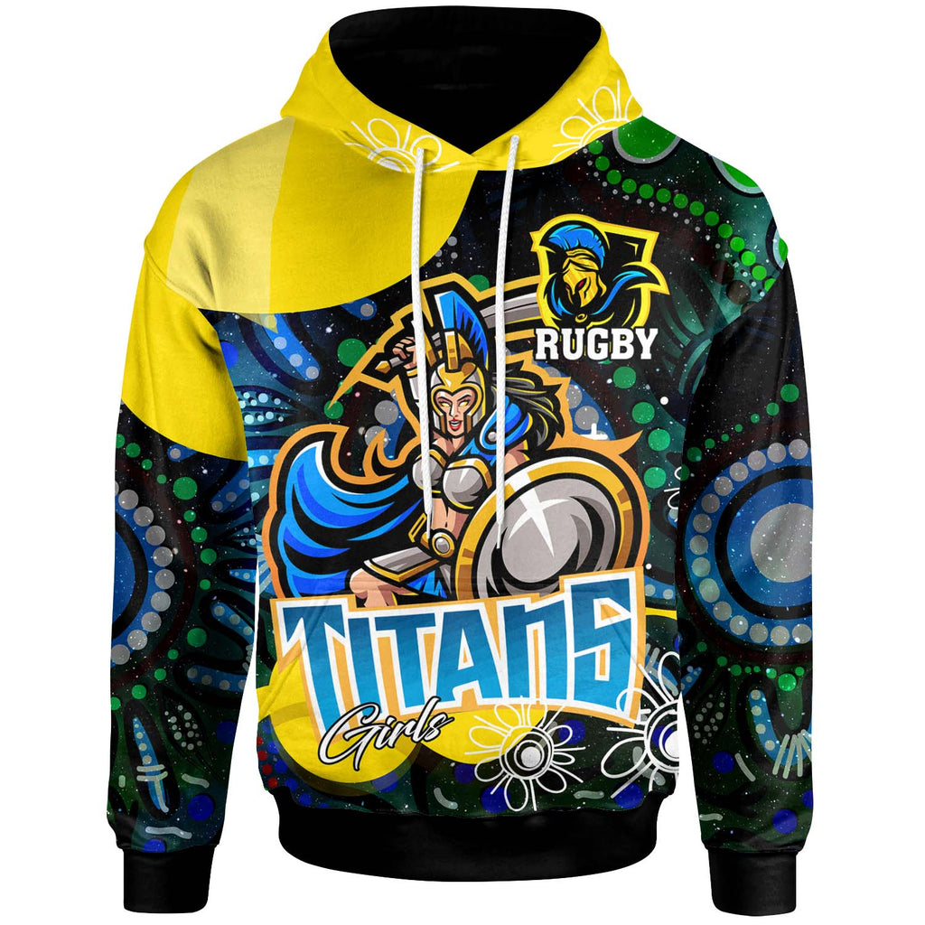 nrlw-titans-rugby-hoodie-custom-titans-rugby-aboriginal-dot-painting-player-and-number-woman-hoodie