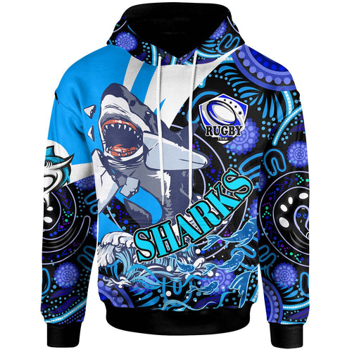 sharks-rugby-hoodie-custom-angry-sharks-rugby-team-with-aboriginal-dot-painting-player-and-number-hoodie