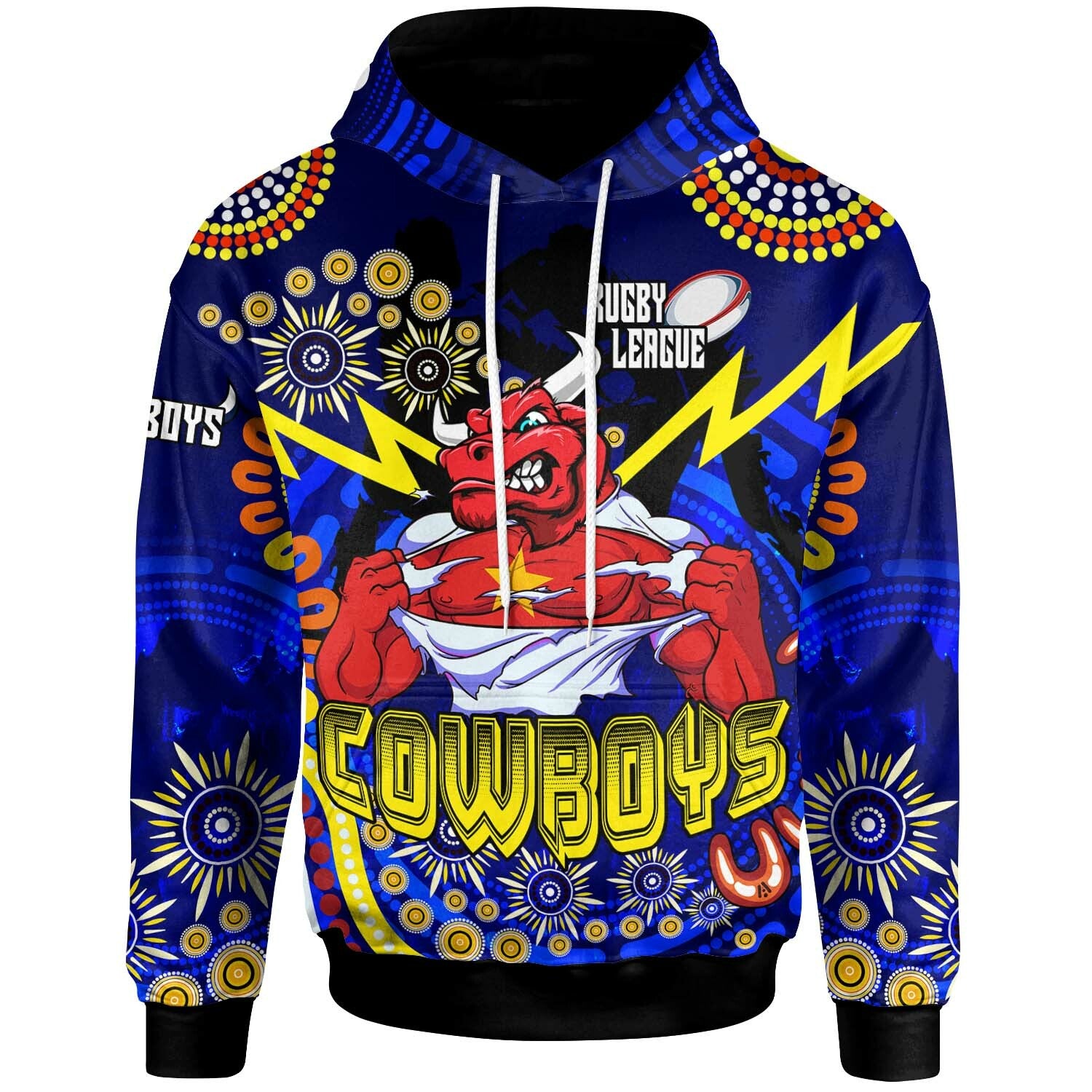 cowboys-rugby-hoodie-custom-cowboys-bulls-with-aboriginal-dot-painting-player-and-number-hoodie