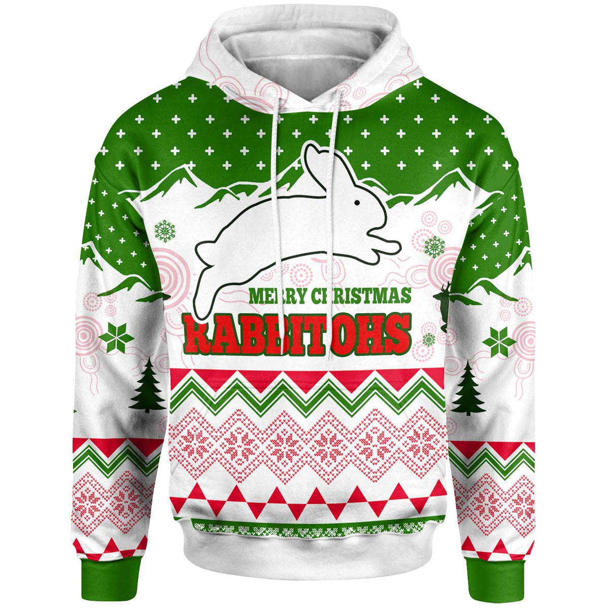 rabbitohs-rugby-christmas-hoodie-custom-merry-christmas-rabbitohs-aboriginal-culture-hoodie