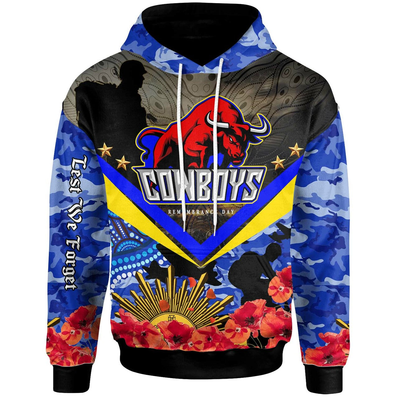cowboys-rugby-hoodie-aboriginal-anzac-day-cowboys-with-poppy-flower-indigenous-hoodie