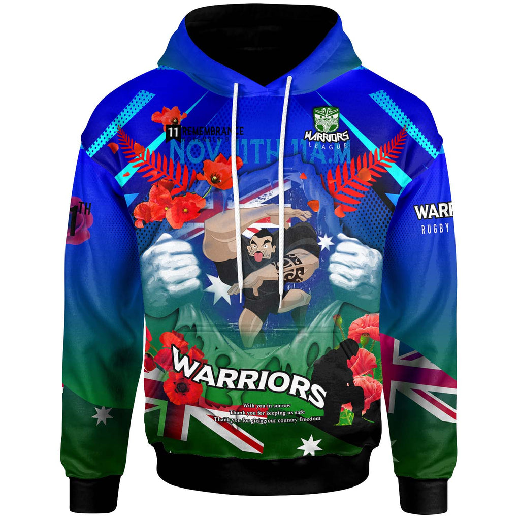warriors-rugby-hoodie-custom-warriors-remembrance-day-lest-we-forget-poppies-hoodie