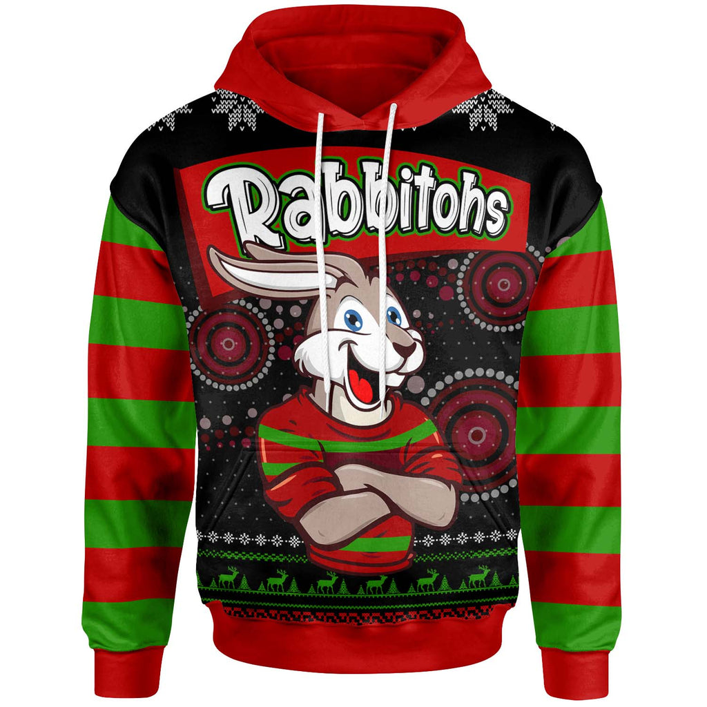 rabbitohs-rugby-christmas-hoodie-custom-rabbitohs-ugly-christmas-knitted-hoodie