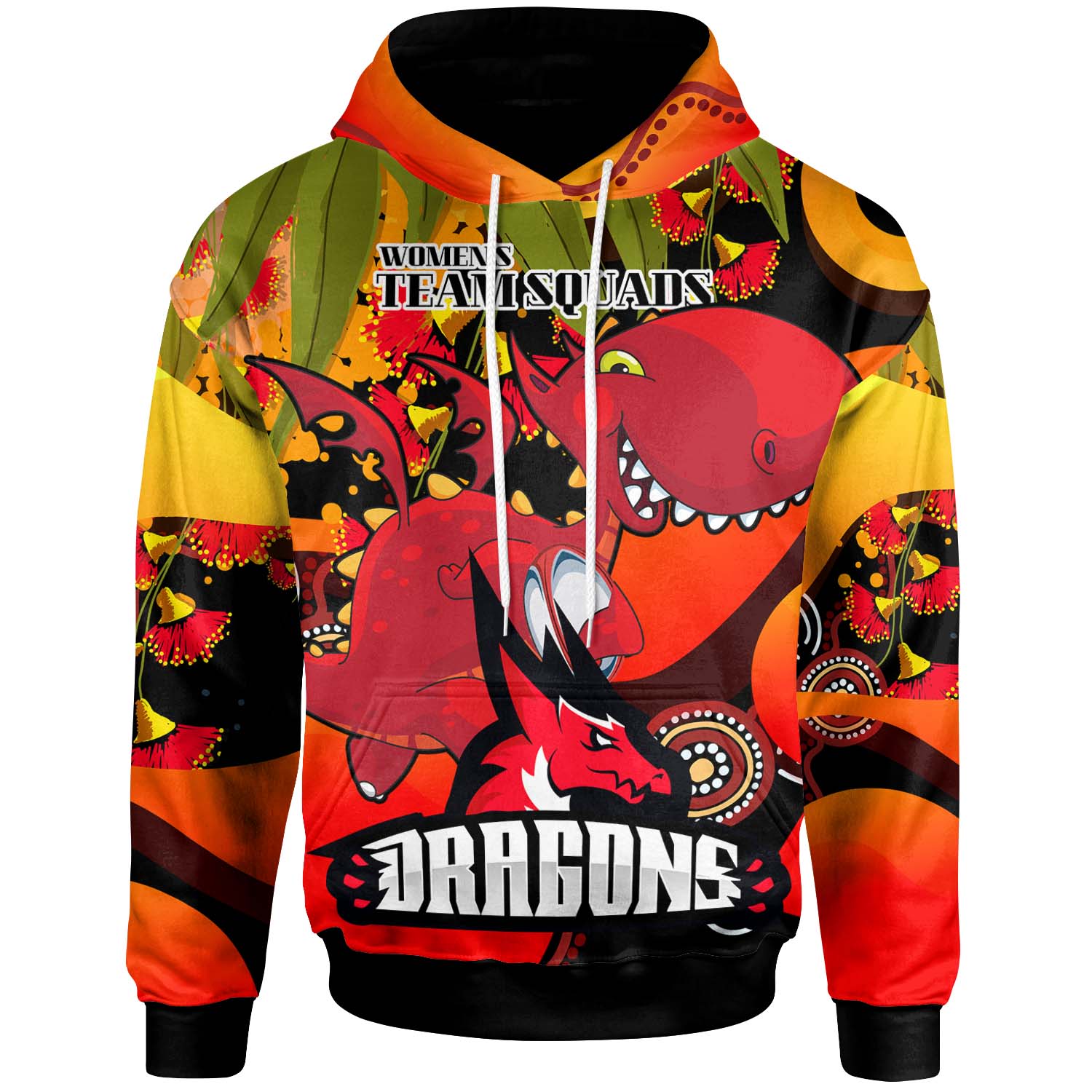 nrlw-stgeorge-rugby-hoodie-custom-cute-dragons-with-aboriginal-dot-painting-style-player-and-number-woman-hoodie