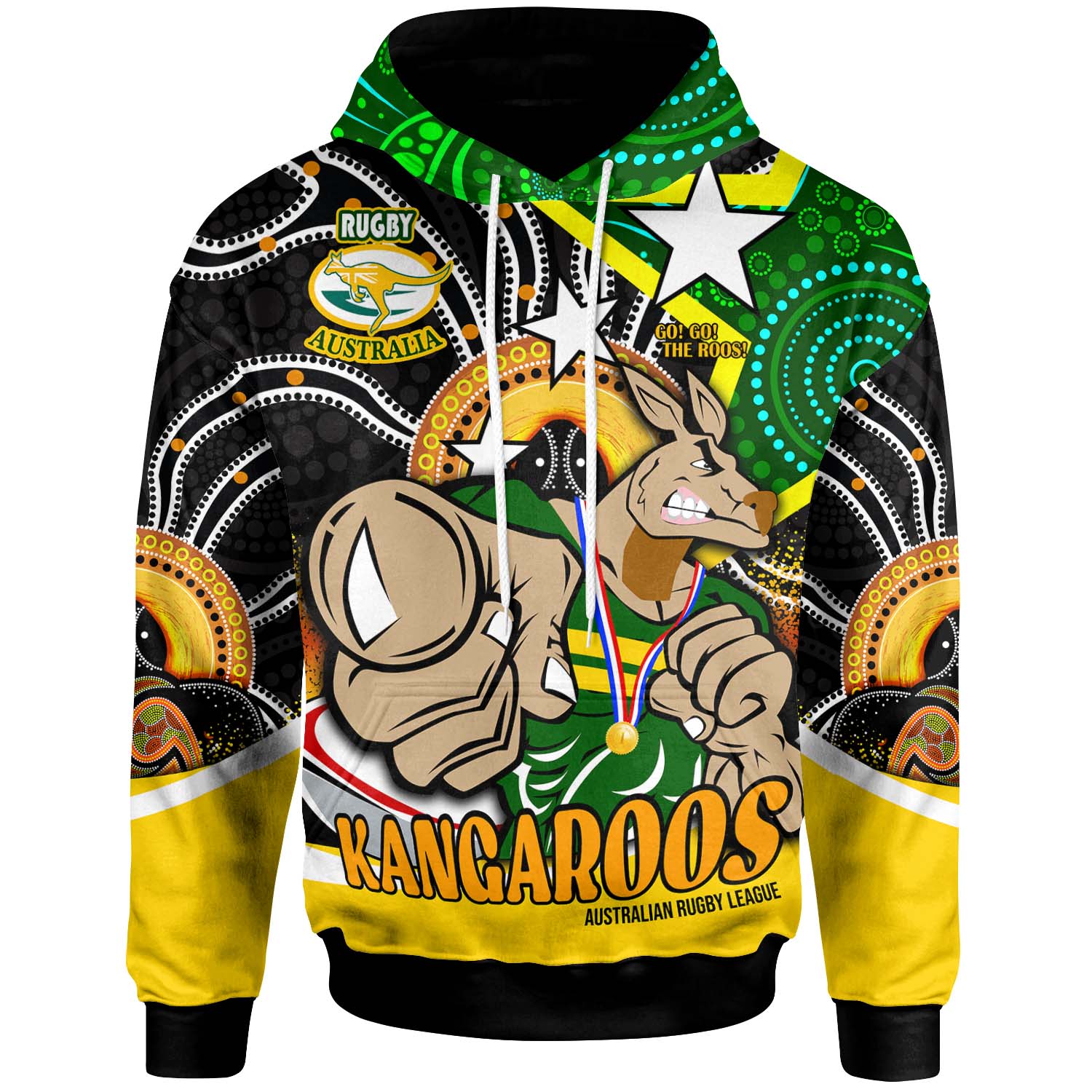 kangaroos-rugby-hoodie-custom-kangraroo-australian-rugby-league-go-the-roos-indigenous-player-and-number-hoodie