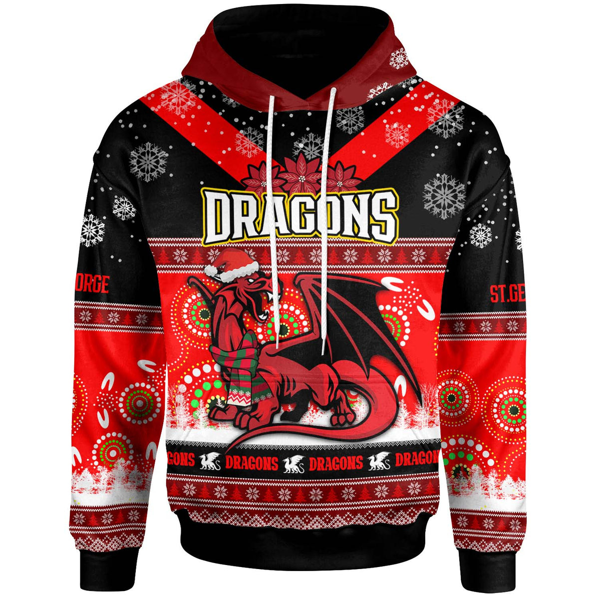 stgeorge-rugby-christmas-hoodie-custom-dragons-ugly-christmas-and-aboriginal-patterns-hoodie