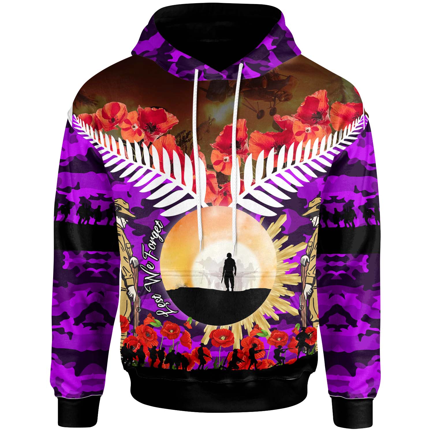 anzac-new-zealand-hoodie-lest-we-forget-anzac-day-new-zealand-with-poppy-flower-hoodie
