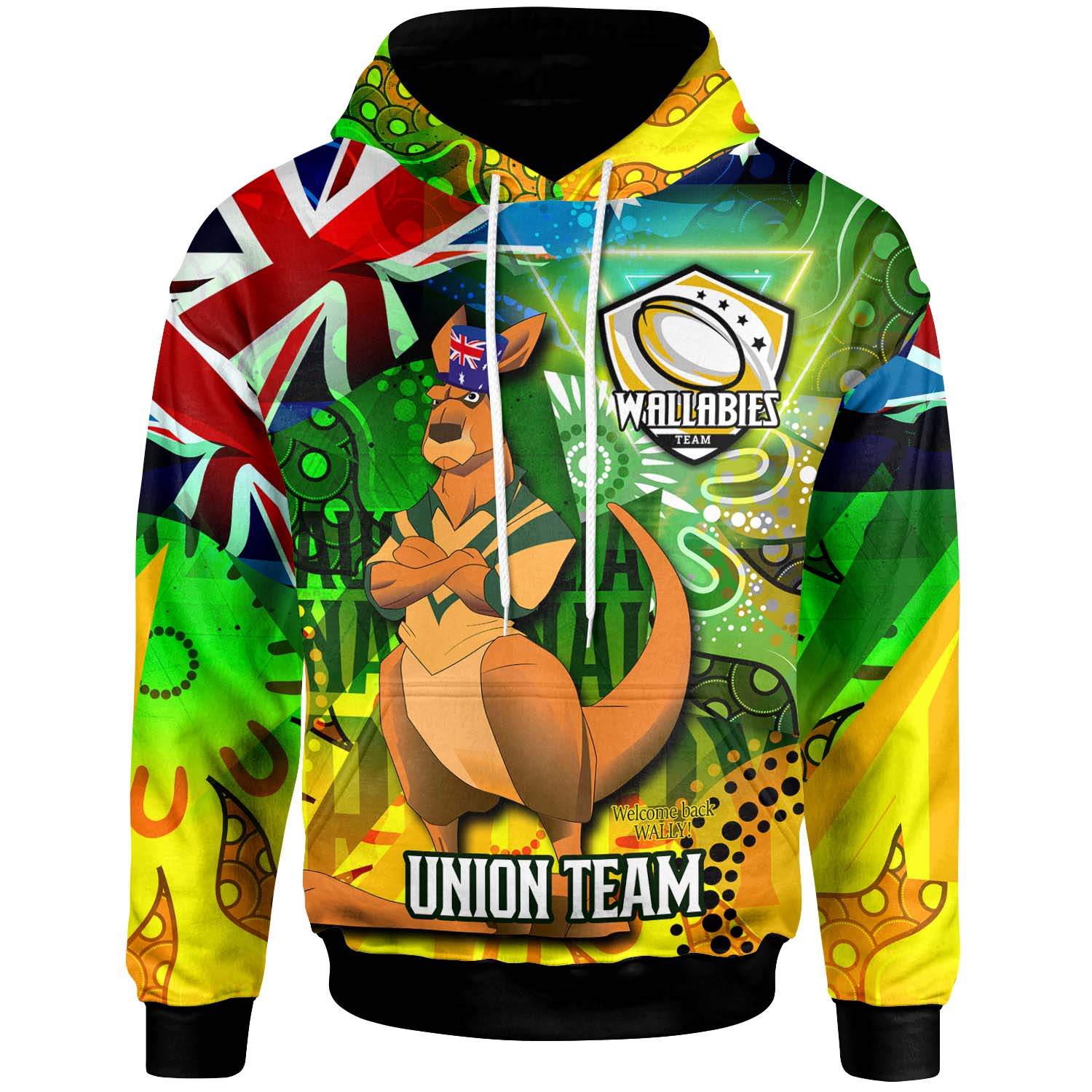 wallabies-rugby-hoodie-custom-australia-national-rugby-championship-welcome-back-wally-aboriginal-player-and-number-hoodie
