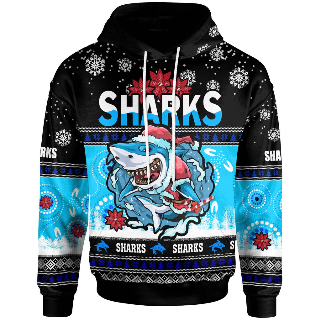 sharks-rugby-christmas-hoodie-custom-sharks-ugly-christmas-and-aboriginal-patterns-hoodie