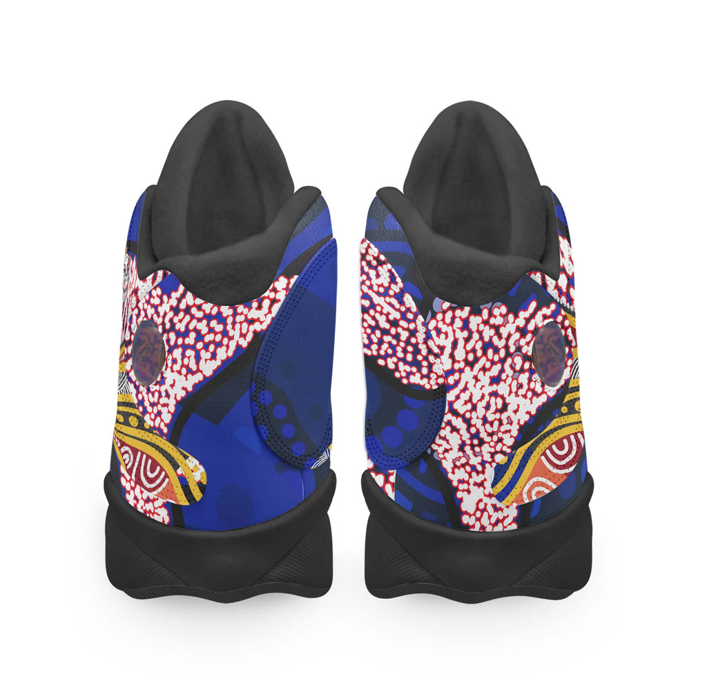 rooster-rugby-high-top-basketball-shoes-j13-angry-rooster-rugby-with-aboriginal-indigenous-dot-painting-style-sneakers