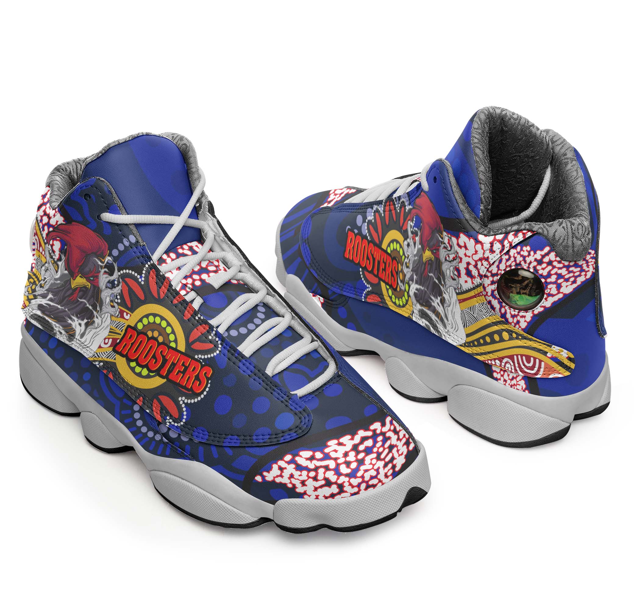 rooster-rugby-high-top-basketball-shoes-j13-angry-rooster-rugby-with-aboriginal-indigenous-dot-painting-style-sneakers