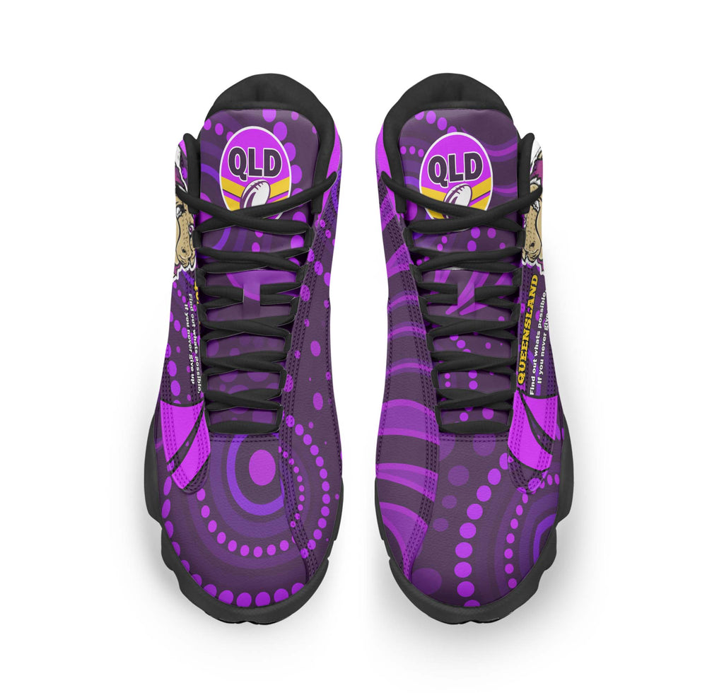 queensland-rugby-league-high-top-basketball-shoes-j13-queensland-maroons-mascot-with-aboriginal-art-state-of-origin