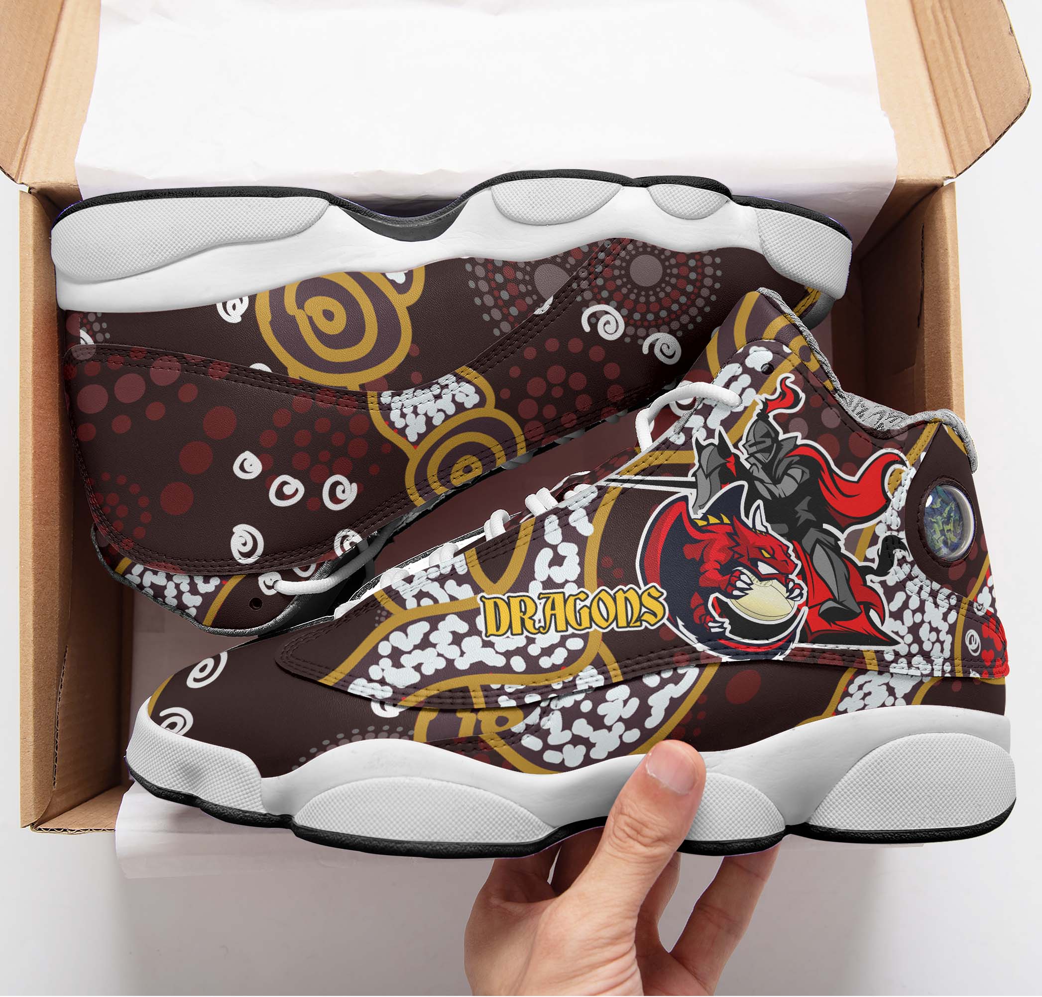 stgeorge-rugby-high-top-basketball-shoes-j13-dragons-with-rugby-ball-and-knight-contemporary-style-of-aboriginal-sneakers