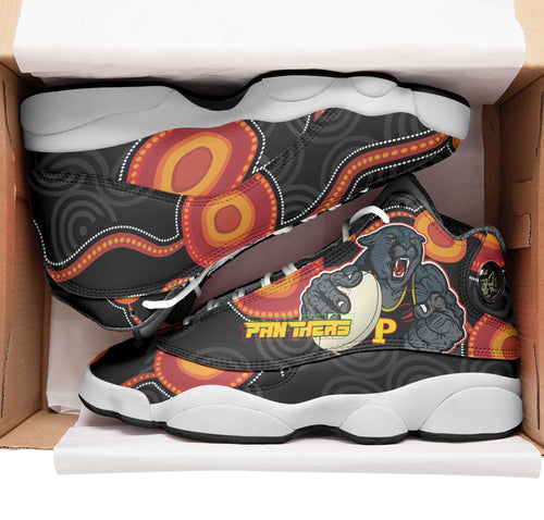 panthers-rugby-high-top-basketball-shoes-j13-panthers-aboriginal-with-rugby-ball-indigenous-style-of-dot-painting-traditional-sneakers