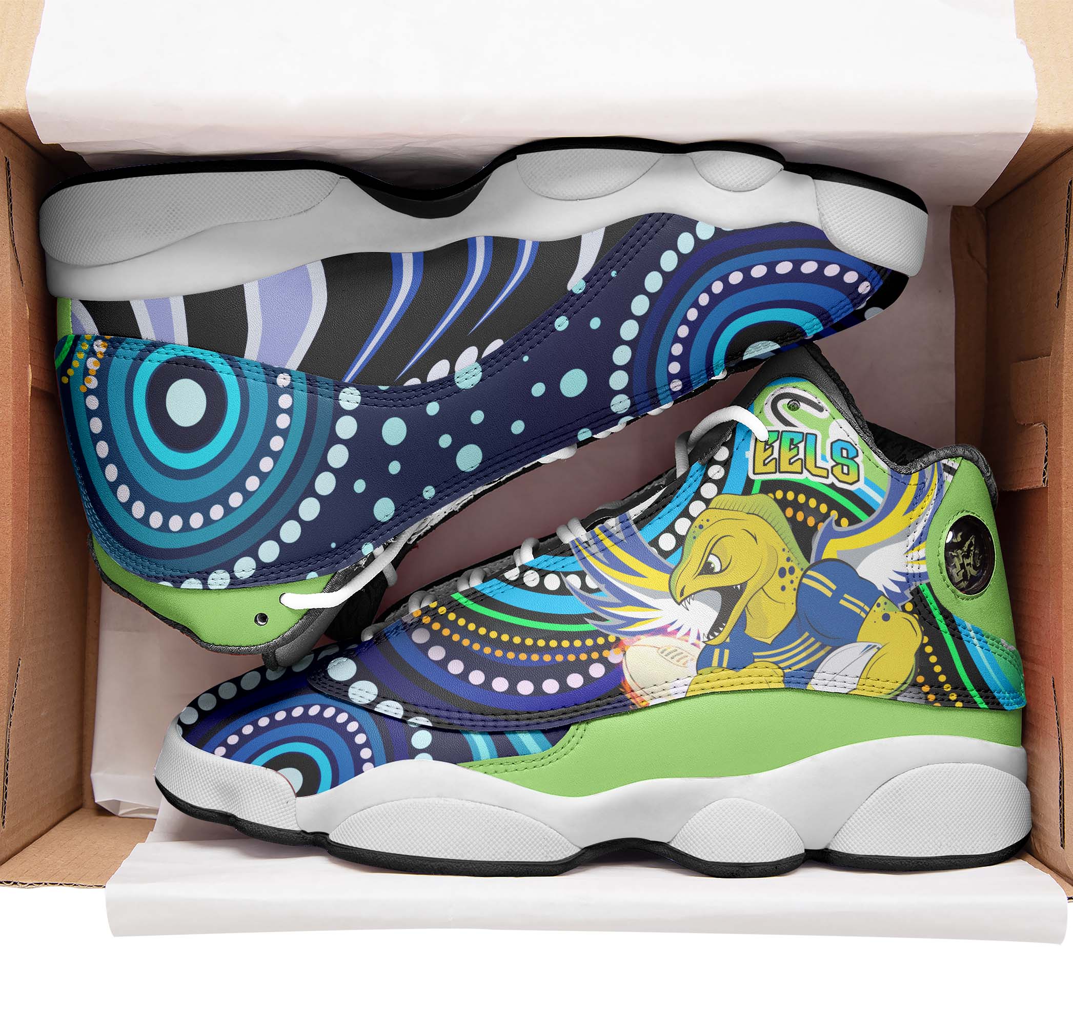 eels-rugby-high-top-basketball-shoes-j13-eels-rugby-with-aboriginal-pattern-indigenous-sneakers-j13