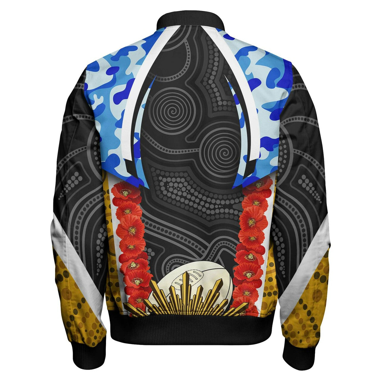 titans-rugby-anzac-aboriginal-bomber-jacket-custom-titans-with-poppy-watercolor-flower-bomber-jacket