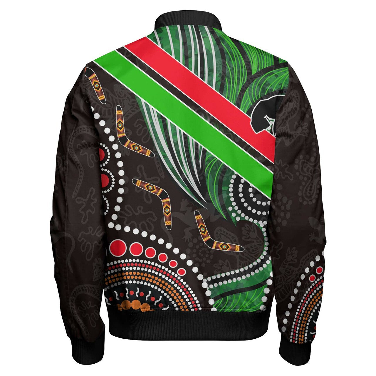 rabbitohs-rugby-anzac-aboriginal-bomber-jacket-rabbitohs-remembrance-day-with-poppy-flower-bomber-jacket