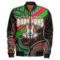 rabbitohs-rugby-anzac-aboriginal-bomber-jacket-rabbitohs-remembrance-day-with-poppy-flower-bomber-jacket