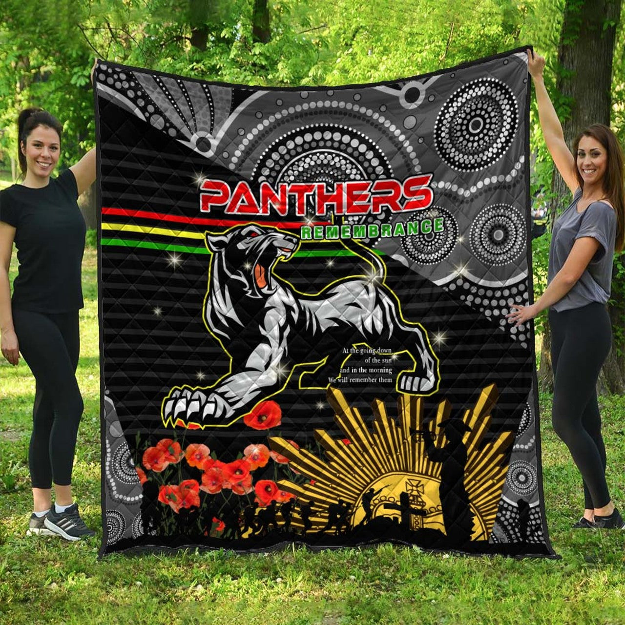 panthers-rugby-anzac-aboriginal-quilt-custom-penrith-panthers-with-poppy-flower-art-quilt