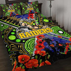 raiders-rugby-anzac-aboriginal-quilt-bed-set-canberra-raiders-with-anzac-day-poppy-flower-quilt-bed-set