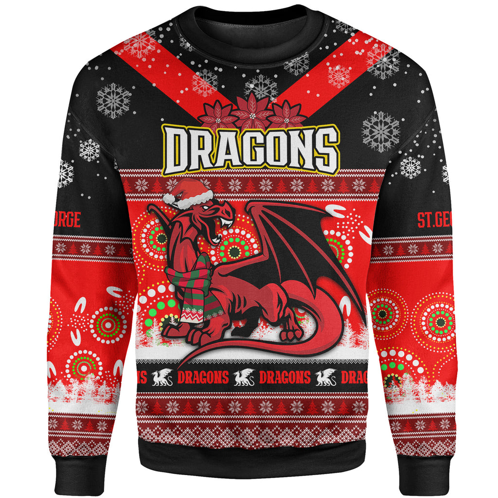 stgeorge-rugby-christmas-sweatshirt-custom-dragons-ugly-christmas-and-aboriginal-patterns-sweatshirt