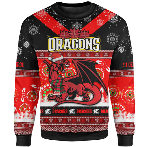 stgeorge-rugby-christmas-sweatshirt-custom-dragons-ugly-christmas-and-aboriginal-patterns-sweatshirt