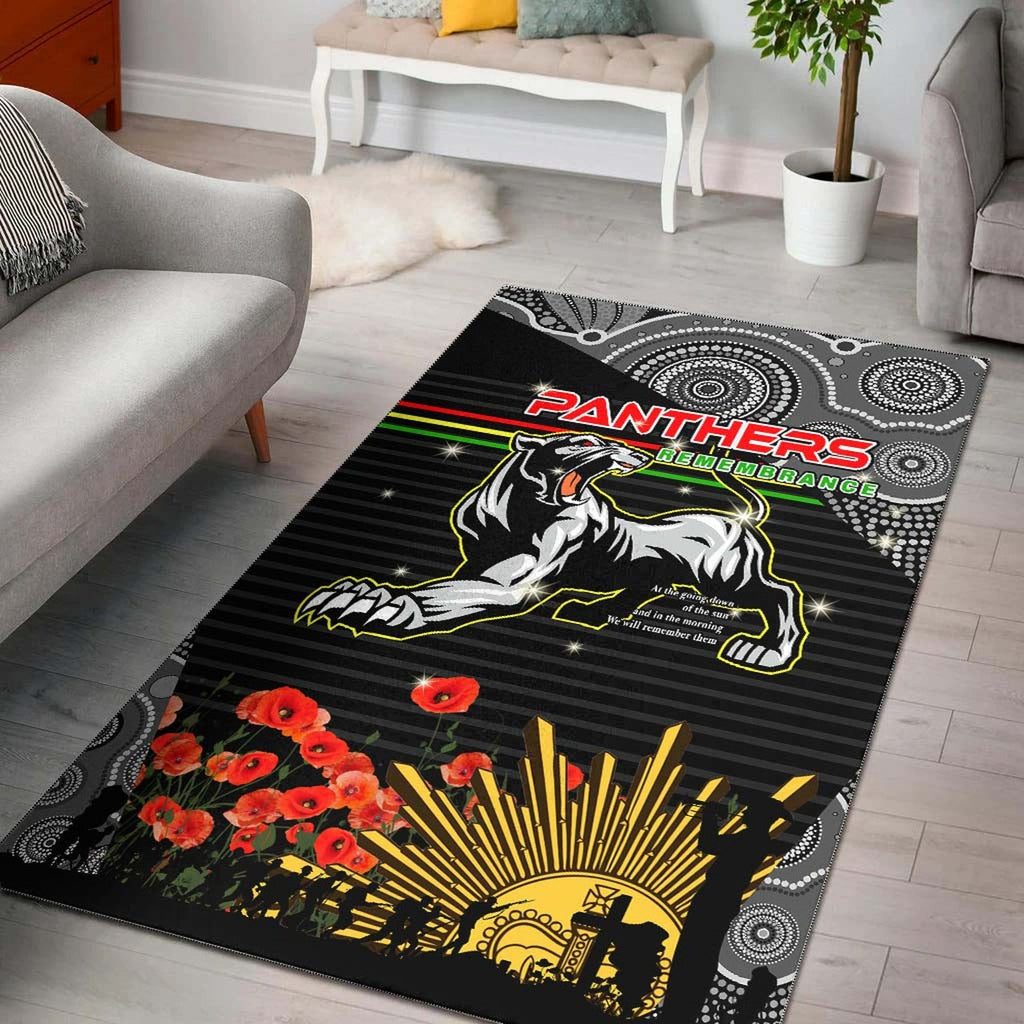 panthers-rugby-anzac-aboriginal-rug-custom-penrith-panthers-with-poppy-flower-art-rug