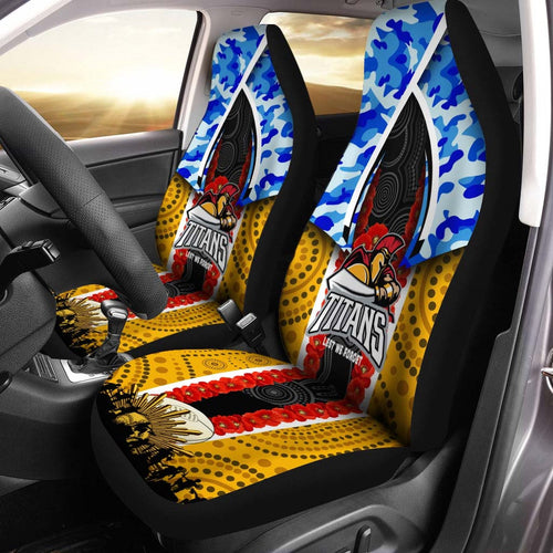 titans-rugby-anzac-aboriginal-car-seat-cover-titans-with-poppy-watercolor-flower-car-seat-cover
