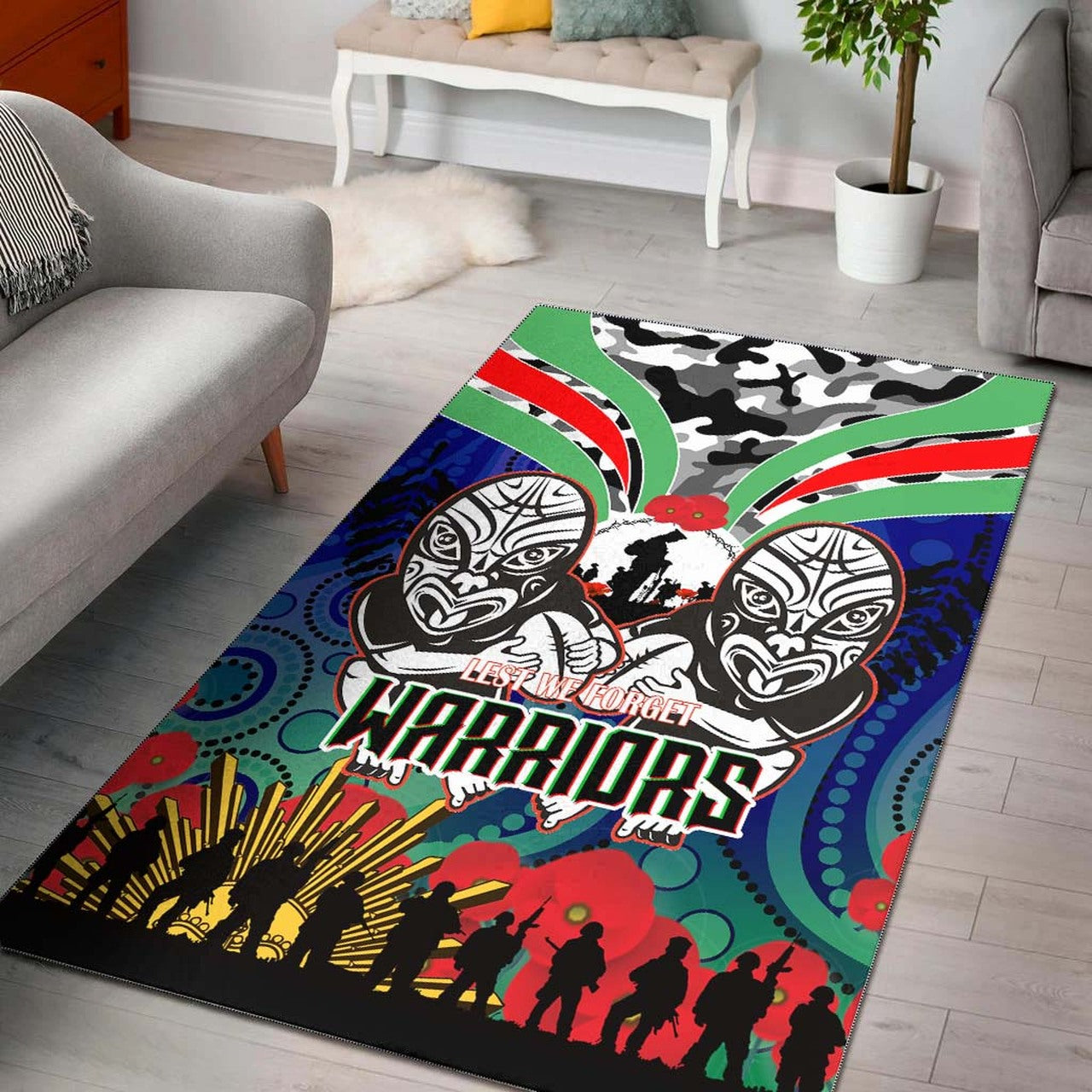 warrior-rugby-anzac-aboriginal-rug-custom-new-zealand-warriors-anzac-day-with-maori-mask-rug