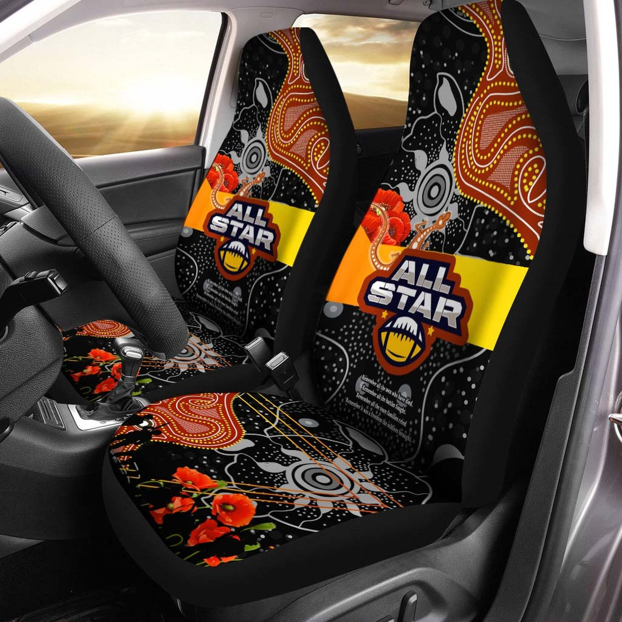 all-stars-rugby-anzac-aboriginal-car-seat-cover-all-stars-with-anzac-day-with-poppy-flower-car-seat-cover
