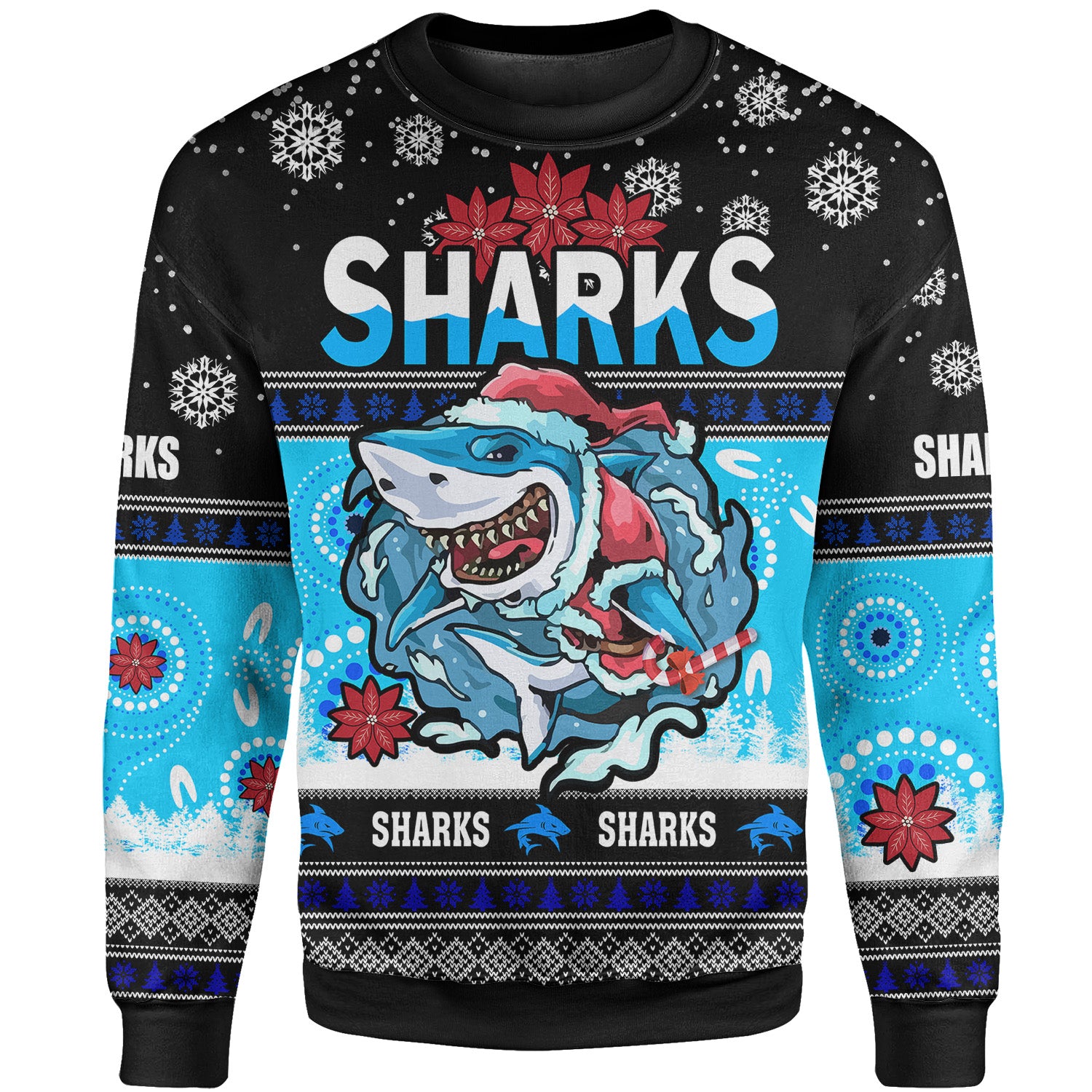 sharks-rugby-christmas-sweatshirt-custom-sharks-ugly-christmas-and-aboriginal-patterns-sweatshirt